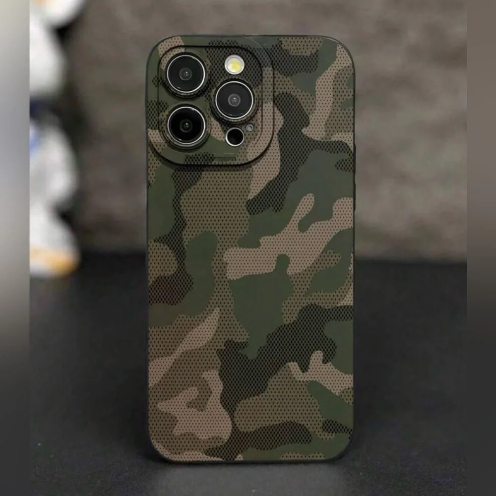 iPhone 13 Pro Phone Case Green Camo Print Black TPU Soft Case